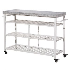 Hillsdale - Kennon Metal Kitchen Cart with Granite Top, White - 4701-861G