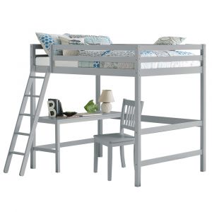 Hillsdale Kids and Teen - Caspian Full Loft Bed with Desk Chair, Gray - 2177FLC