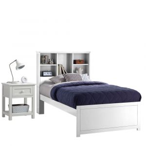 Hillsdale Kids and Teen - Caspian Twin Bookcase Bed with Nightstand, White - 2179BTN