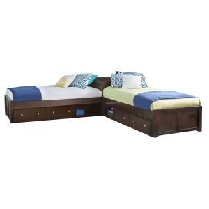 Hillsdale Kids and Teen - Pulse Wood Twin L-Shaped Bed with 2 Storage Units, Chocolate - 32051N2S