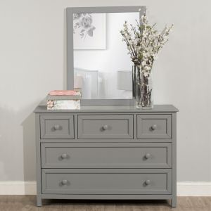 Hillsdale Kids and Teen - Schoolhouse 4.0 5 Drawer Dresser and Mirror, Gray - 2311-4500DM