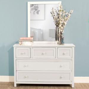 Hillsdale Kids and Teen - Schoolhouse 4.0 5 Drawer Dresser and Mirror, White - 2184-7500DM