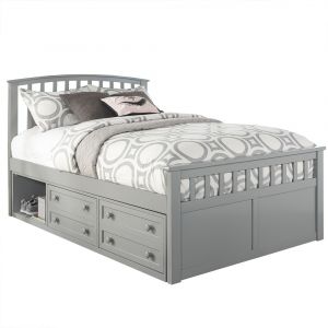 Hillsdale Kids and Teen - Schoolhouse 4.0 Charlie Wood Full Captain's Bed with One Storage Unit, Gray - 2311CCFB
