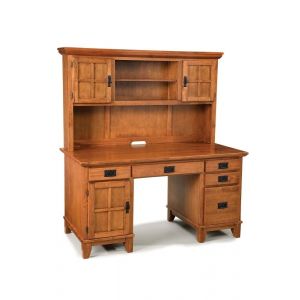 Homestyles Furniture - Arts & Crafts Brown Pedestal Desk with Hutch - 5180-184