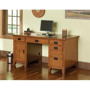 Homestyles Furniture - Arts & Crafts Brown Pedestal Desk - 5180-18