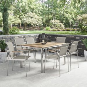 Homestyles Furniture - Aruba Gray 7 Piece Outdoor Dining Set - 5650-3784