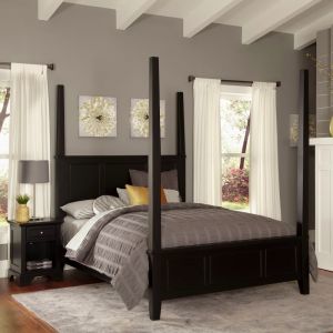 Homestyles Furniture - Bedford Black King Bed and Nightstand - 5531-6202