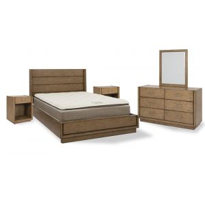 Homestyles - Big Sur Brown Queen Bed with Two Nightstands and Dresser with Mirror - 5506-5022