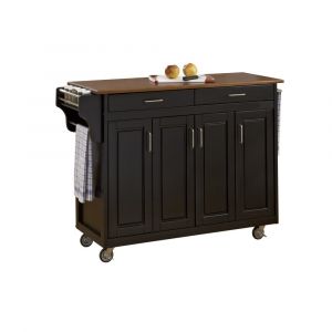 Homestyles - Create-a-Cart Black Kitchen Cart with 3 storage cabinets and oak finished wood top - 9200-1046G
