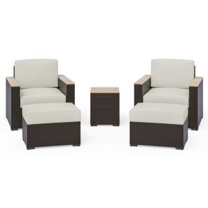 HomeStyles Furniture - Outdoor Side Table, Arm Chair Pair and Two Ottomans - 6800-119D-T