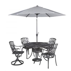 Homestyles Furniture - Grenada Gray 6 Piece Outdoor Dining Set with Umbrella - 6660-32586