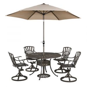 Homestyles Furniture - Grenada Taupe 6 Piece Outdoor Dining Set with Umbrella - 6661-3256