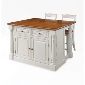 Homestyles Furniture - Monarch White 3 Piece Kitchen Island Set - 5020-948