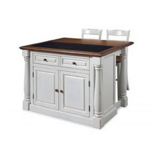 Homestyles Furniture - Monarch White 3 Piece Kitchen Island Set - 5021-948