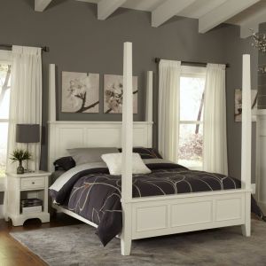 Homestyles Furniture - Naples White Queen Bed and Nightstand - 5530-5202
