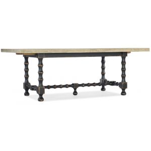 Hooker Furniture - Ciao Bella 84in Trestle Table w/ 2 - 18in Leaves - Flaky White/Black - 5805-75200-80