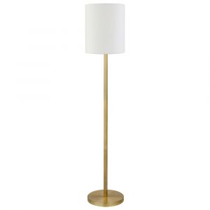 Hudson & Canal - Braun Round Base Floor Lamp with Fabric Shade in Brass/White - FL0904