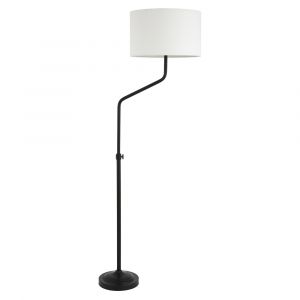 Hudson & Canal - Callum Height-Adjustable Floor Lamp with Fabric Shade in Blackened Bronze/White - FL0206