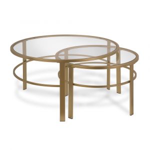Hudson & Canal - Gaia Round Nested Coffee Table in Brass - CT0052