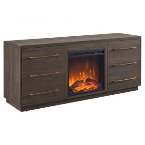 Hudson & Canal - Greer Rectangular TV Stand with Log Fireplace for TV's up to 65