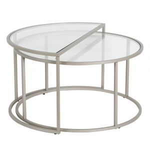 Hudson & Canal - Luna Round & Demilune Nested Coffee Table in Satin Nickel - CT0754