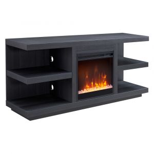 Hudson & Canal - Maya Rectangular TV Stand with Crystal Fireplace for TV's up to 65