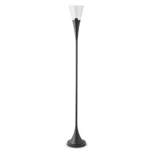 Hudson & Canal - Moura Torchiere Floor Lamp with Glass Shade in Blackened Bronze/Seeded - FL0145