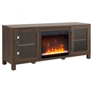 Hudson & Canal - Quincy Rectangular TV Stand with Crystal Fireplace for TV's up to 65