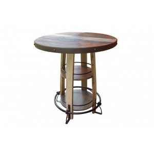 IFD - Antique Bistro Table Barrel Shaped with Shelves - IFD968BISTRO