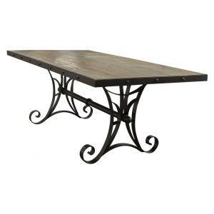 IFD - Antique Multicolor 79'' Dining Table w/Iron Base - IFD962TABLE-MC