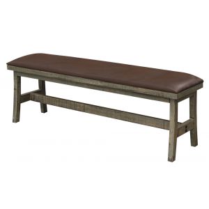 IFD - Antique Multicolor Bench with Faux Leather Seat - IFD9671BEN