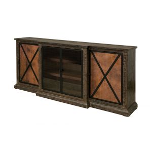 IFD - Blackburn - 2 Copper-Paneled Door 2 Glass Door Console - IFD7782CNS