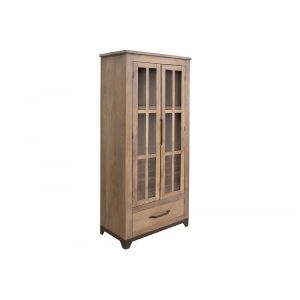 IFD - Natural Parota - 2 Glass Door 1 Drawer, Cabinet - IFD8681CAB