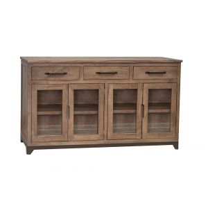 IFD - Natural Parota - 3 Drawer 4 Glass Doors Console - IFD8681CNS