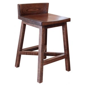 IFD - Pueblo 24'' Stool - w/Wooden Seat & Base- Brown Finish - IFD360BS24