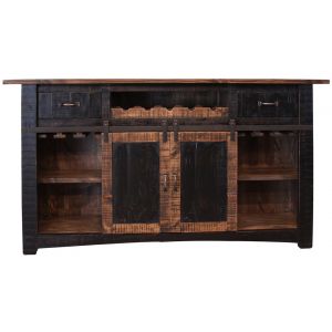 IFD - Pueblo Black 2 Drawers, 2 Shelves & 2 Doors Bar - IFD370BAR