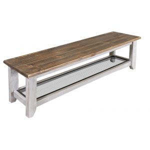 IFD - Pueblo Gray Solid Wood Bench w/Iron Shelf - IFD3401BEN