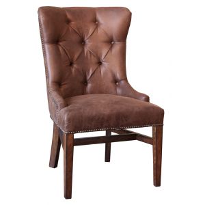 IFD - Terra Uph. Chair w/Tufted Back, Nailheads - Brown Microfiber (Set of 2) - IFD1020CHAIR-T