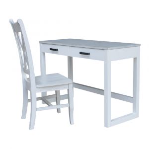 International Concepts - Carson Desk with 2 Drawers and Chair in Chalk/White Finish in Chalk/White Finish - K128-71-C220