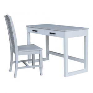 International Concepts - Carson Desk with 2 Drawers and Chair in Chalk/White Finish in Chalk/White Finish - K128-71-C45