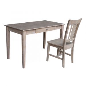 International Concepts - Desk with Drawer - Basic Size and Chair in Washed Gray Taupe Finish in Washed Gray Taupe Finish - K09-OF-41-C10
