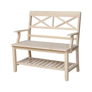International Concepts - Double X-Back Bench with Arms and Shelf - BE-1