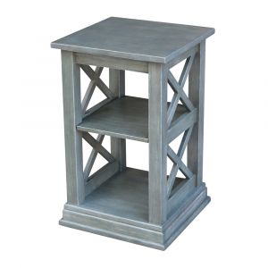International Concepts - Hampton Accent Table with Shelves in Heather Grey-Antique Washed Finish - OT105-70A