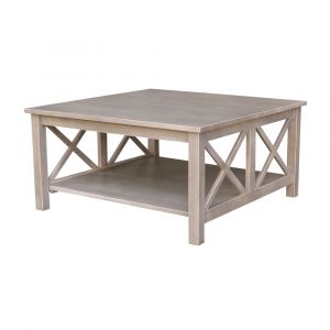 International Concepts - Hampton Square Coffee Table in Washed Gray Taupe Finish - OT09-70SC
