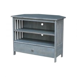 International Concepts - Mission Corner Tv Stand in Heather Grey-Antique Washed Finish - TV105-27