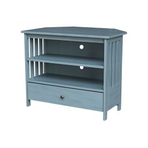 International Concepts - Mission Corner Tv Stand in Ocean Blue - Antique Rubbed Finish - TV32-27