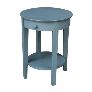 International Concepts - Phillips Accent Table with Drawer in Ocean Blue - Antique Rubbed Finish - OT32-2128