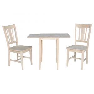 International Concepts - Set of 3 Pcs - Small Drop Leaf Table with 2 San Remo Chairs - K-2236D-C10P
