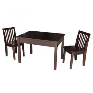 International Concepts (Set of 3 Pcs) - Table with 2 Mission Juvenile Chairs in Rich Mocha Finish in Rich Mocha Finish - K15-JT2532L-263-2