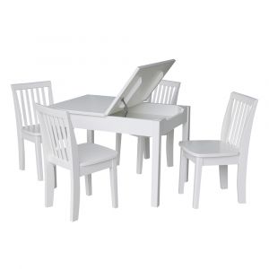 International Concepts (Set of 3 Pcs) - Table with 2 Mission Juvenile Chairs in White Finish in White Finish - K08-JT2532L-263-2